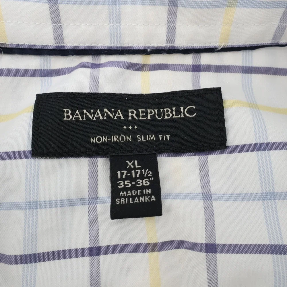 Banana Republic Non Iron Slim Fit Men's XL 17 35/36 Check‎ Dress Shirt